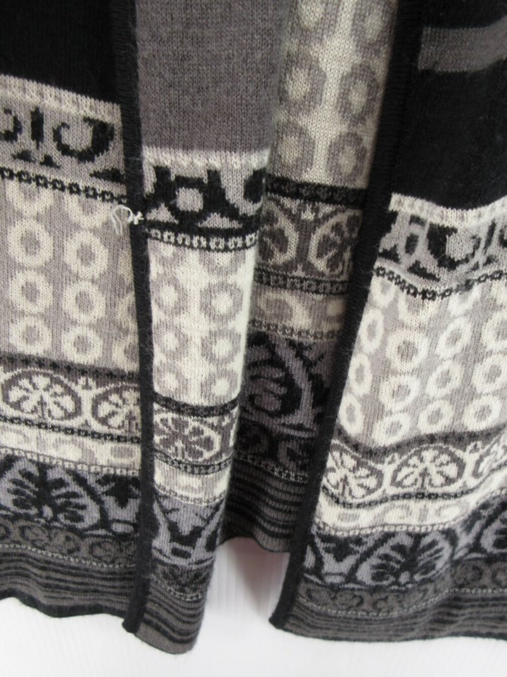 Icelandic Design Sweater Large Wool Open Cardigan Shawl Fair Isle * - Picture 5 of 12